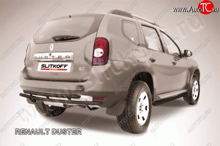 6 999 р. Защита задняя Slitkoff Renault Duster HS дорестайлинг (2010-2015) (Цвет: серебристый)  с доставкой в г. Владивосток