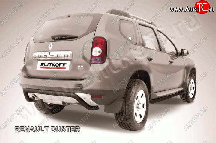 8 949 р. Защита задняя Slitkoff Renault Duster HS дорестайлинг (2010-2015) (Цвет: серебристый)  с доставкой в г. Владивосток