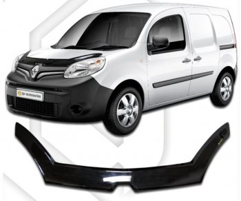 2 599 р. Дефлектор капота CA-Plastiс exclusive  Renault Kangoo  KW0 (2013-2016) рестайлинг (Classic черный, Без надписи)  с доставкой в г. Владивосток. Увеличить фотографию 1