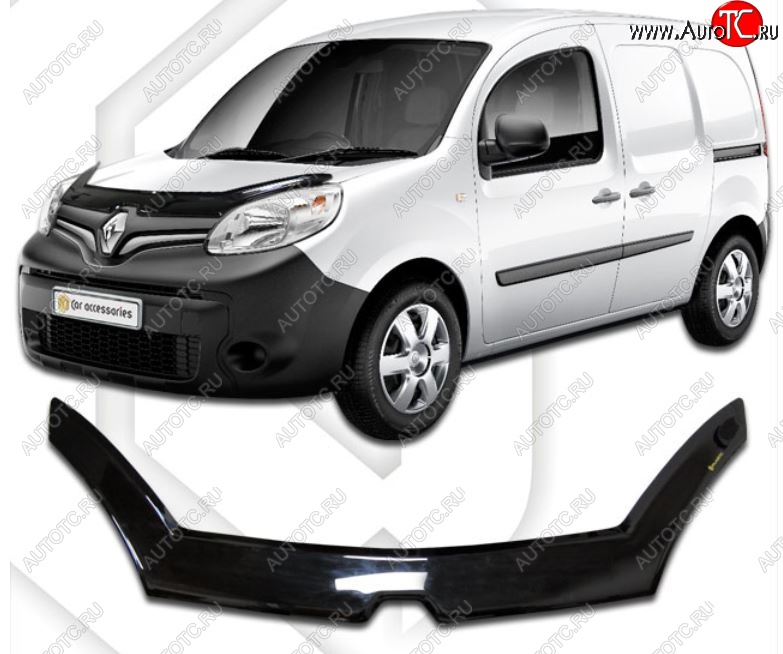 2 599 р. Дефлектор капота CA-Plastiс exclusive  Renault Kangoo  KW0 (2013-2016) рестайлинг (Classic черный, Без надписи)  с доставкой в г. Владивосток