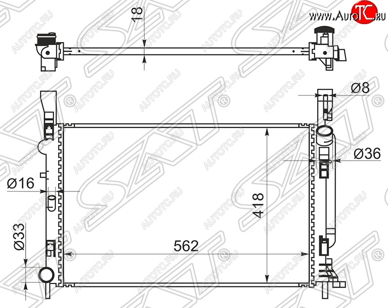 8 999 р. Радиатор двигателя SAT  Renault Kangoo  KW0 (2008-2013) дорестайлинг  с доставкой в г. Владивосток