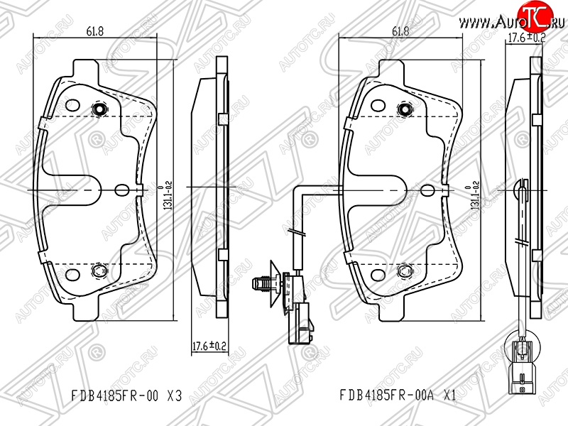 1 339 р. Колодки тормозные SAT (передние)  Renault Kangoo  KW0 (2008-2013) дорестайлинг  с доставкой в г. Владивосток