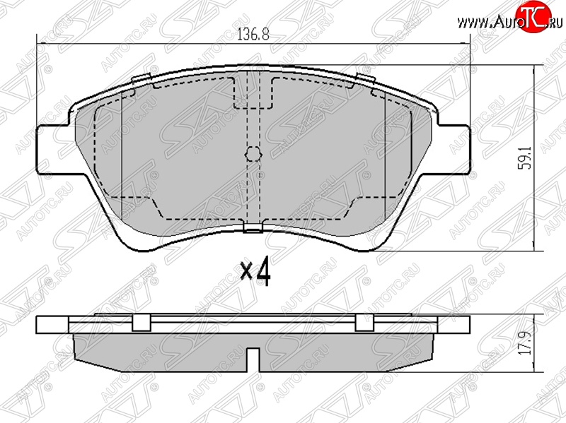 1 099 р. Колодки тормозные SAT (передние)  Renault Megane ( седан,  универсал,  хэтчбэк 5 дв.) - Scenic  2  с доставкой в г. Владивосток