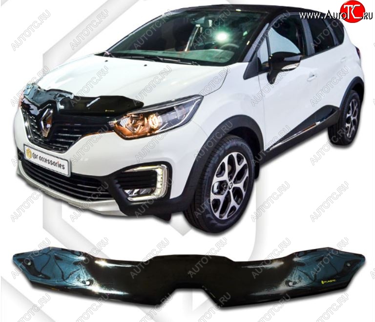 2 099 р. Дефлектор капота CA-Plastiс  Renault Kaptur (2016-2025) дорестайлинг, рестайлинг (Classic черный, Без надписи)  с доставкой в г. Владивосток