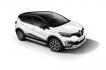 26 389 р. Порожки для ног из трубы Ø51 с алюминиевой площадкой Petroil Tuning Renault Kaptur дорестайлинг (2016-2020) (Нержавеющая полированная сталь)  с доставкой в г. Владивосток. Увеличить фотографию 1