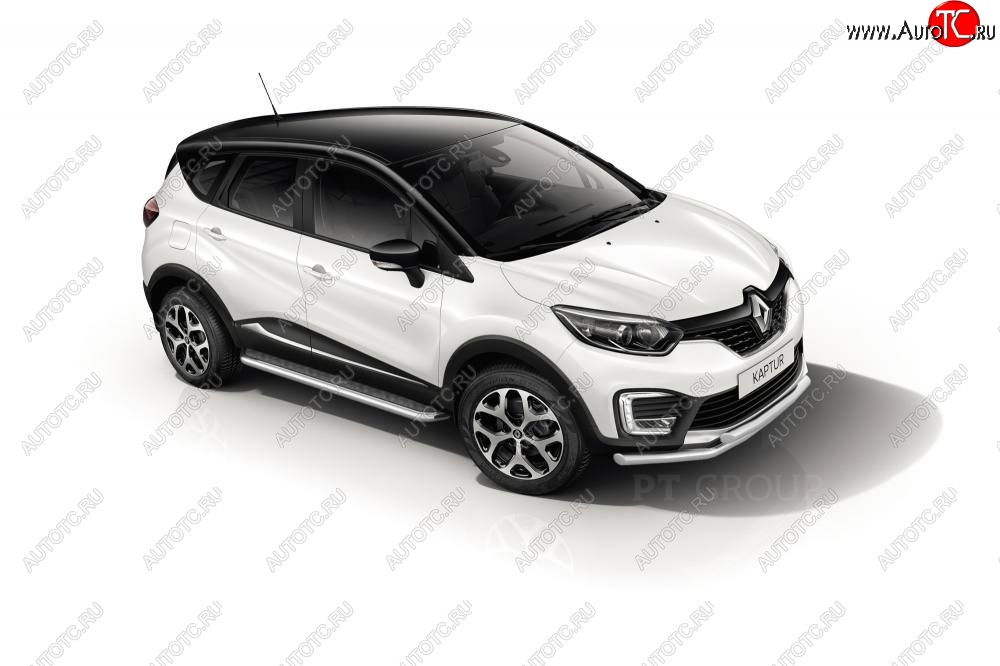 25 999 р. Порожки для ног из трубы Ø51 с алюминиевой площадкой Petroil Tuning  Renault Kaptur (2016-2025) дорестайлинг, рестайлинг (Нержавеющая полированная сталь)  с доставкой в г. Владивосток