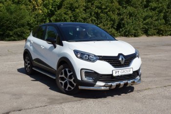 26 389 р. Порожки для ног из трубы Ø51 с алюминиевой площадкой Petroil Tuning Renault Kaptur дорестайлинг (2016-2020) (Нержавеющая полированная сталь)  с доставкой в г. Владивосток. Увеличить фотографию 2