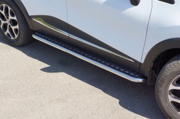 26 389 р. Порожки для ног из трубы Ø51 с алюминиевой площадкой Petroil Tuning Renault Kaptur дорестайлинг (2016-2020) (Нержавеющая полированная сталь)  с доставкой в г. Владивосток. Увеличить фотографию 3