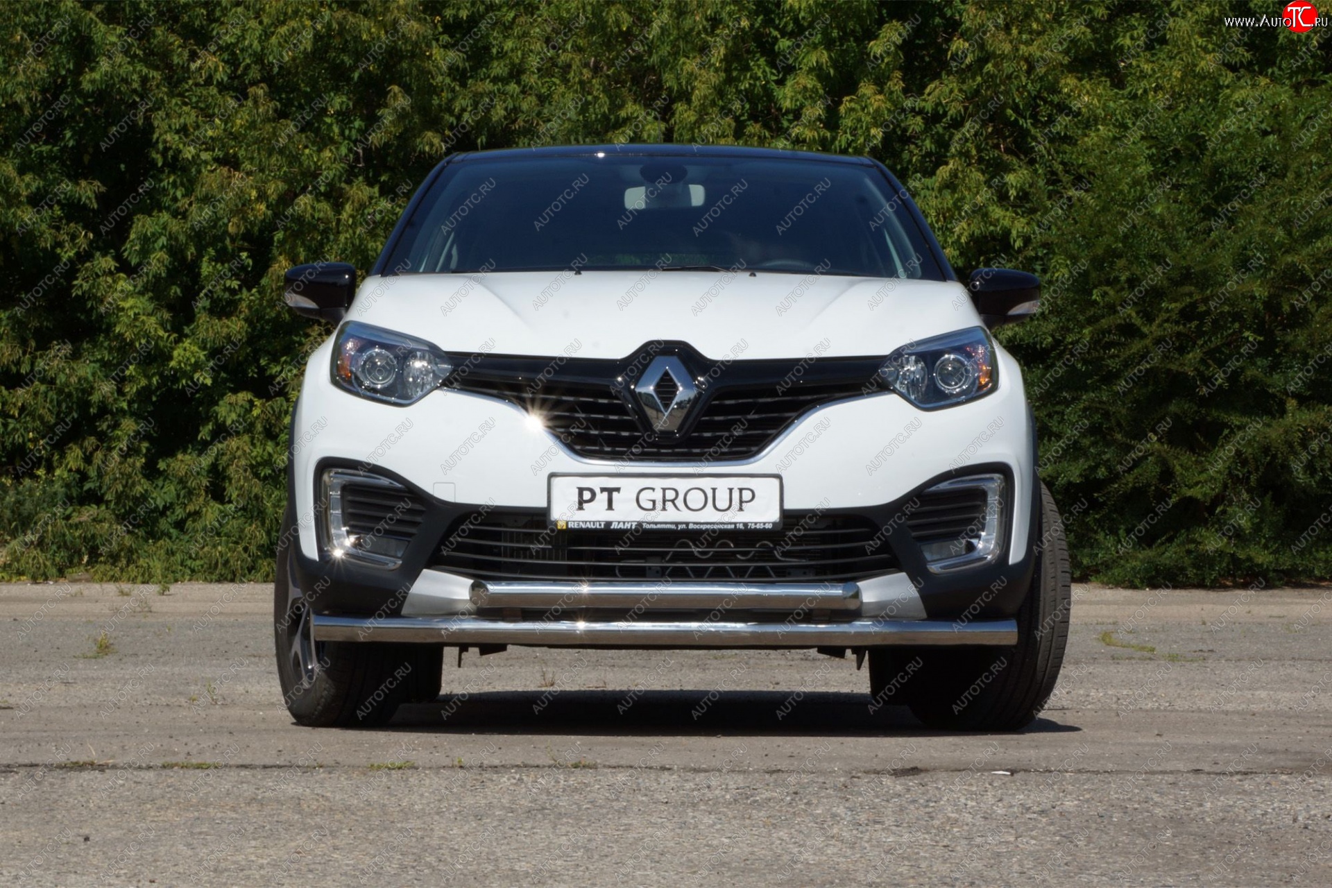 22 349 р. Защита переднего бампера двойная из труб d63/63 мм Petroil Tuning Renault Kaptur дорестайлинг (2016-2020) (Нержавеющая полированная сталь)  с доставкой в г. Владивосток