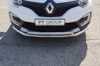 22 349 р. Защита переднего бампера двойная из труб d63/63 мм Petroil Tuning Renault Kaptur дорестайлинг (2016-2020) (Нержавеющая полированная сталь)  с доставкой в г. Владивосток. Увеличить фотографию 3