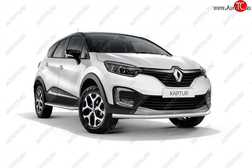 16 849 р. Защита переднего бампера одинарная из трубы d63 мм Petroil Tuning Renault Kaptur дорестайлинг (2016-2020) (Нержавеющая полированная сталь)  с доставкой в г. Владивосток