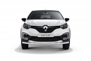 16 849 р. Защита переднего бампера одинарная из трубы d63 мм Petroil Tuning Renault Kaptur дорестайлинг (2016-2020) (Нержавеющая полированная сталь)  с доставкой в г. Владивосток. Увеличить фотографию 2