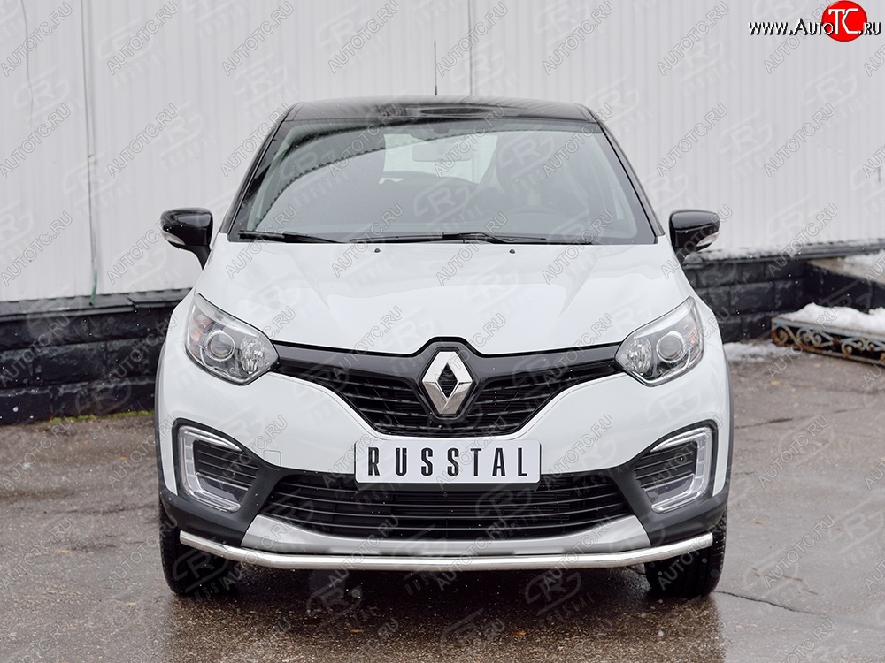 14 649 р. Защита переднего бампера (Ø42 мм, нержавейка) SLITKOFF Renault Kaptur дорестайлинг (2016-2020)  с доставкой в г. Владивосток