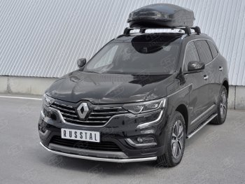 12 999 р. Защита переднего бампера (Ø42 мм, нержавейка) SLITKOFF Renault Koleos 2 (2016-2024)  с доставкой в г. Владивосток. Увеличить фотографию 2