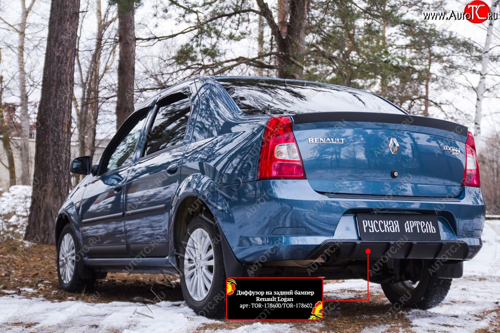 2 199 р. Диффузор на задний бампер RA  Renault Logan  1 (2010-2016) рестайлинг (Поверхность глянец (под окраску))  с доставкой в г. Владивосток