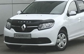 2 359 р. Дефлектор капота CA-Plastic  Renault Logan  2 (2014-2018) дорестайлинг (Classic черный, Без надписи)  с доставкой в г. Владивосток. Увеличить фотографию 2