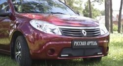 2 069 р. Защитная сетка решетки переднего бампера (с ДХО) РА  Renault Sandero  (BS) (2009-2014)  с доставкой в г. Владивосток. Увеличить фотографию 2