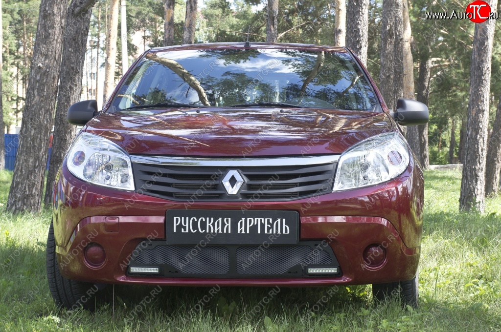 2 069 р. Защитная сетка решетки переднего бампера (с ДХО) РА  Renault Sandero  (BS) (2009-2014)  с доставкой в г. Владивосток