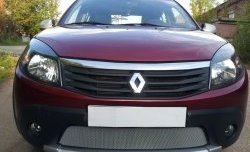 1 539 р. Сетка на бампер Russtal (хром)  Renault Sandero Stepway  (BS) (2010-2014)  с доставкой в г. Владивосток. Увеличить фотографию 2