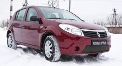 1 099 р. Зимняя заглушка решетки переднего бампера РА  Renault Sandero  (BS) (2009-2014)  с доставкой в г. Владивосток. Увеличить фотографию 2