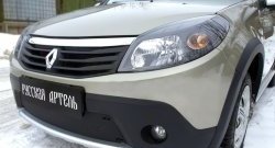 1 049 р. Зимняя заглушка решетки переднего бампера РА  Renault Sandero Stepway  (BS) (2010-2014)  с доставкой в г. Владивосток. Увеличить фотографию 2