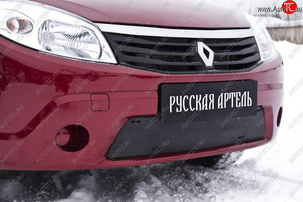 1 099 р. Зимняя заглушка решетки переднего бампера РА  Renault Sandero  (BS) (2009-2014)  с доставкой в г. Владивосток