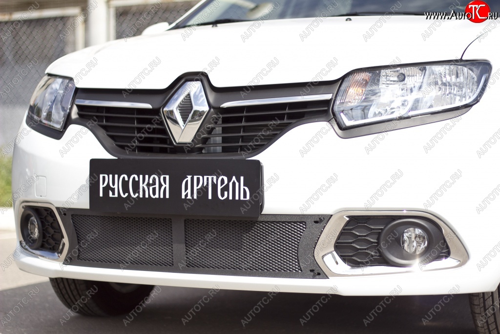 2 099 р. Защитная сетка решетки переднего бампера РА  Renault Sandero  (B8) (2014-2018) дорестайлинг  с доставкой в г. Владивосток