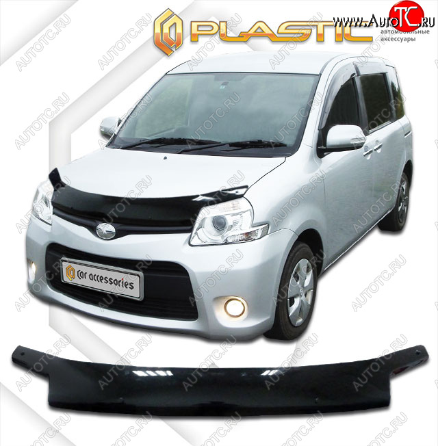 2 079 р. Дефлектор капота CA-Plastic  Toyota Sienta Dice (2011-2015) хэтчбек 5 дв. (Classic черный, без хром. молдинга)  с доставкой в г. Владивосток