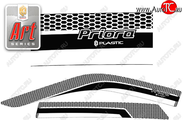 2 159 р. Ветровики дверей CA-Plsastic  Лада Приора  2172 (2008-2014) хэтчбек дорестайлинг (Серия Art белая, без хром. молдинга)  с доставкой в г. Владивосток