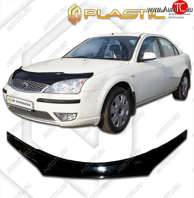 2 199 р. Дефлектор капота (exclusive) CA-Plastic  Ford Mondeo (2000-2007) Mk3,B4Y дорестайлинг, седан, Mk3,B4Y рестайлинг, седан (Classic чёрный, Без надписи)  с доставкой в г. Владивосток