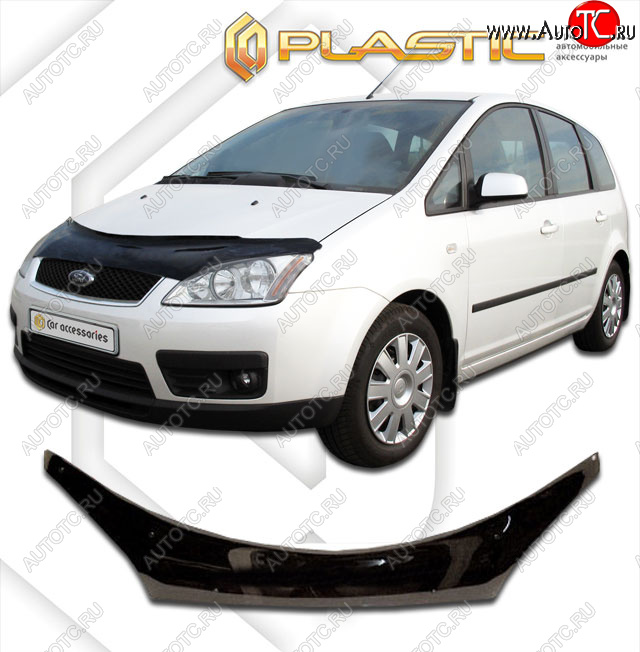 2 369 р. Дефлектор капота (exclusive) CA-Plastic  Ford C-max  Mk1 (2003-2007) доресталинг (Classic чёрный, Без надписи)  с доставкой в г. Владивосток