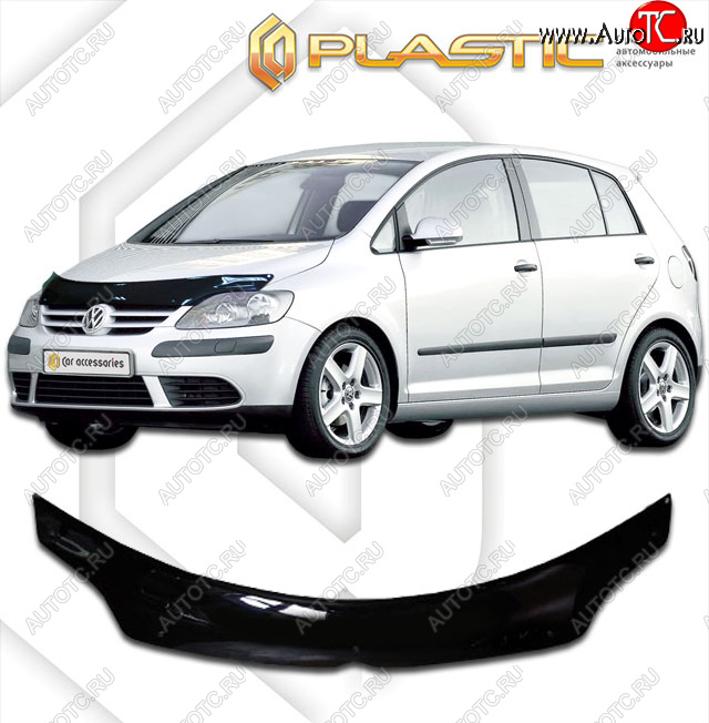 2 199 р. Дефлектор капота (exclusive) CA-Plastic  Volkswagen Golf Plus  5 (2004-2009) (Classic чёрный, Без надписи)  с доставкой в г. Владивосток