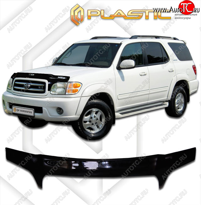 2 599 р. Дефлектор капота (exclusive) CA-Plastic  Toyota Sequoia (2000-2004) XK30, XK40 дорестайлинг (Classic чёрный, Без надписи)  с доставкой в г. Владивосток