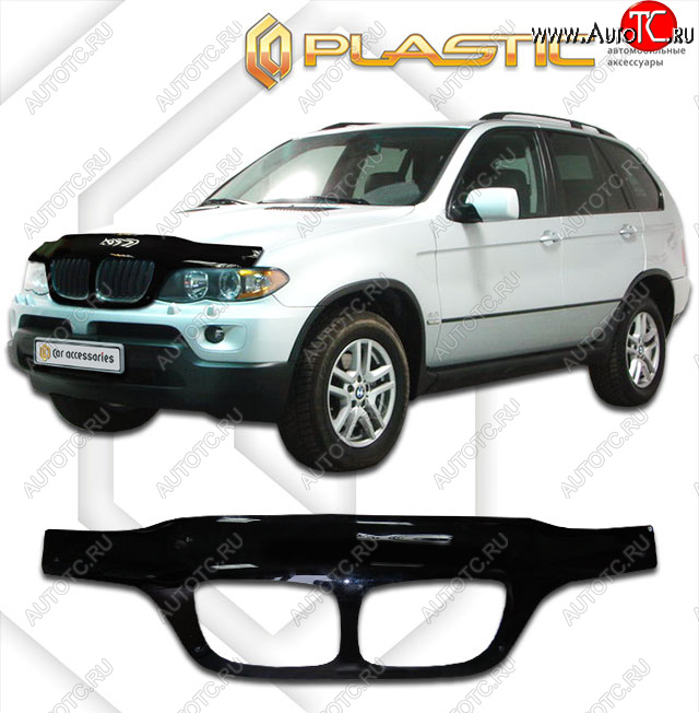 2 899 р. Дефлектор капота (exclusive) CA-Plastic  BMW X5  E53 (2003-2006) рестайлинг (Classic чёрный, Без надписи)  с доставкой в г. Владивосток