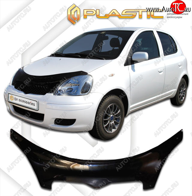 2 599 р. Дефлектор капота (exclusive) CA-Plastic  Toyota Yaris  XP10 (1999-2005) хэтчбэк 5 дв. (Classic чёрный, Без надписи)  с доставкой в г. Владивосток