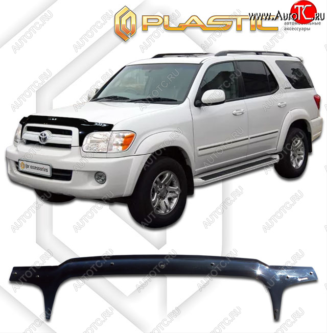 2 369 р. Дефлектор капота (exclusive) CA-Plastic  Toyota Sequoia (2004-2007) XK30, XK40 рестайлинг (Classic чёрный, Без надписи)  с доставкой в г. Владивосток