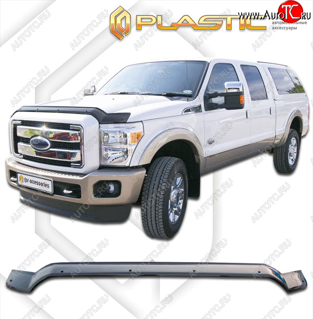 2 899 р. Дефлектор капота (exclusive) CA-Plastic  Ford F350  P473 PickUp CrewCab (2010-2016) (Classic чёрный, Без надписи)  с доставкой в г. Владивосток