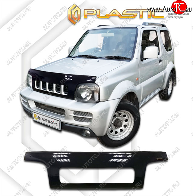 2 369 р. Дефлектор капота (exclusive) CA-Plastic  Suzuki Jimny  JB23/JB43 (1998-2012) дорестайлинг, 1-ый рестайлинг (Classic чёрный, Без надписи)  с доставкой в г. Владивосток