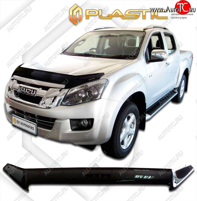 2 199 р. Дефлектор капота (exclusive) CA-Plastic  Isuzu D-Max ( RT85 ExtendedCab,  RT85,TFR ExtendedCab) (2011-2021) дорестайлинг, рестайлинг (Classic чёрный, Без надписи)  с доставкой в г. Владивосток