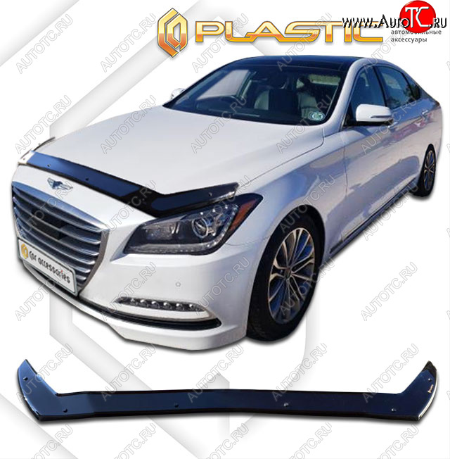 2 369 р. Дефлектор капота (exclusive) CA-Plastic  GENESIS G80  DH (2017-2020) (Classic чёрный, Без надписи)  с доставкой в г. Владивосток