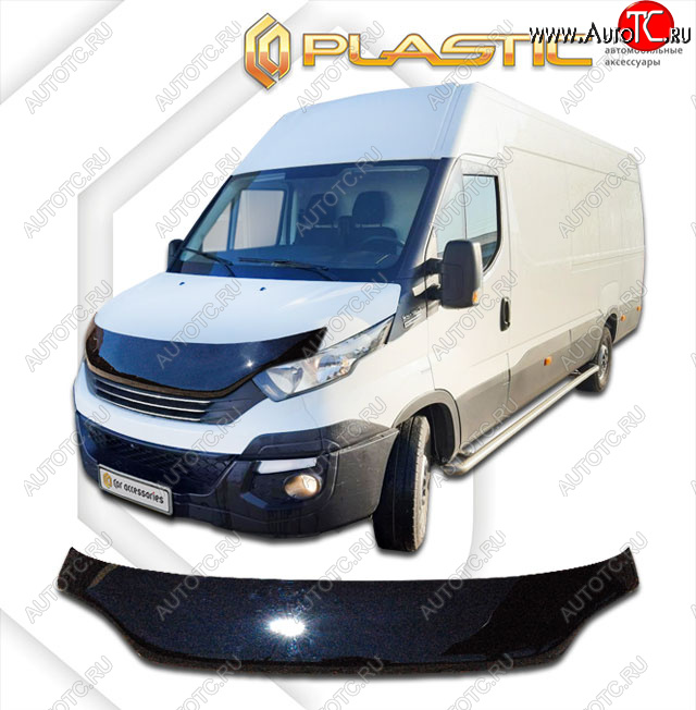 2 599 р. Дефлектор капота (exclusive) CA-Plastic  Iveco Daily (2014-2019) фургон (Classic чёрный, Без надписи)  с доставкой в г. Владивосток