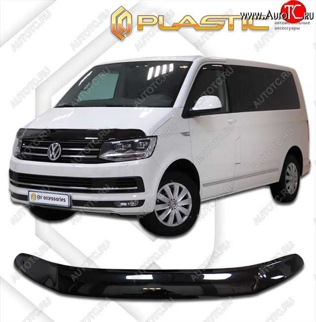 2 799 р. Дефлектор капота (exclusive) CA-Plastic  Volkswagen Caravelle  T6 (2015-2019) дорестайлинг (Classic чёрный, Без надписи)  с доставкой в г. Владивосток