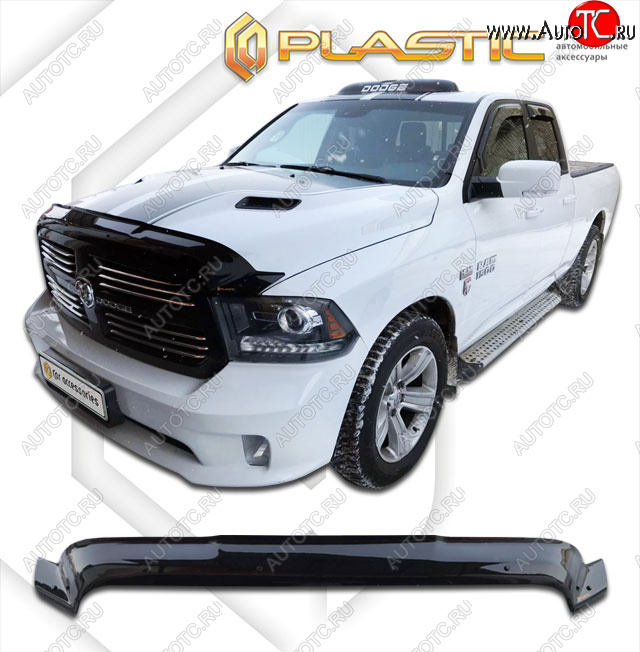 2 369 р. Дефлектор капота (Quad Cab) CA-Plastic Exclusive  Dodge Ram  DJ, DS (2008-2012) (Classic чёрный, Без надписи)  с доставкой в г. Владивосток