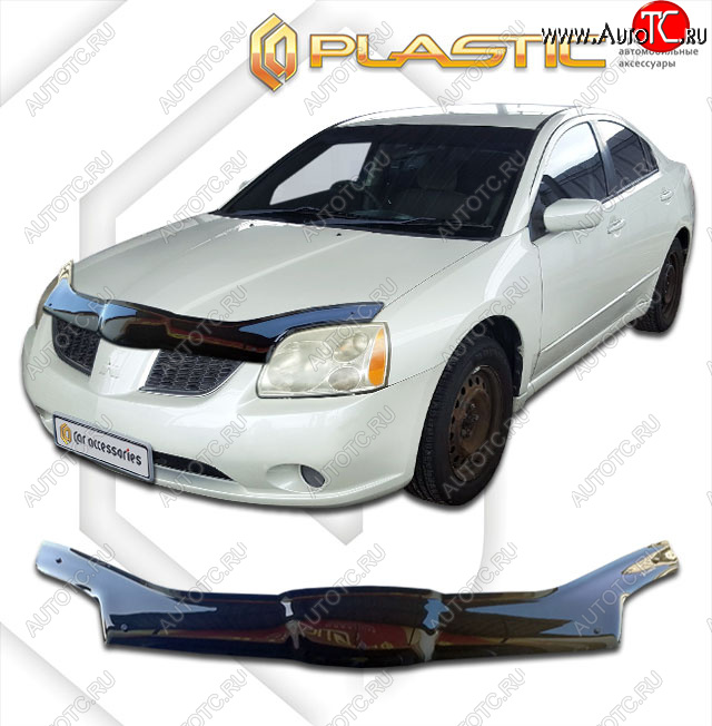 2 369 р. Дефлектор капота (exclusive) CA-Plastic  Mitsubishi Galant (2004-2012) (Classic черный, Без надписи)  с доставкой в г. Владивосток