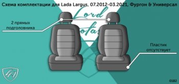 3 599 р. Чехлы сидений Lord Autofashion Дублин (жаккард, 2 места, с подголовниками)  Лада Ларгус (2012-2021) дорестайлинг R90 (Чёрный, Ёж белый)  с доставкой в г. Владивосток. Увеличить фотографию 2