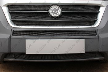 6 349 р. Защитная сетка в бампер (ячейка 3х7 мм, 5 частей) Alfeco Стандарт Fiat Ducato 290 (2014-2024) (Чёрная)  с доставкой в г. Владивосток. Увеличить фотографию 2