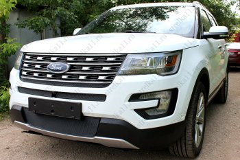 3 999 р. Защитная сетка в бампер (ячейка 4х10 мм, середина) Alfeco Премиум  Ford Explorer  U502 (2015-2018) 1-ый рестайлинг, 5 дв. (Чёрная)  с доставкой в г. Владивосток. Увеличить фотографию 3