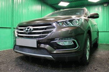 Защитная сетка радиатора в бампер (ячейка 3х7 мм) Стрелка11 Стандарт Hyundai Santa Fe DM рестайлинг (2015-2019)