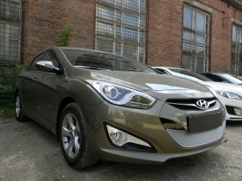 Защитная сетка радиатора в бампер (ячейка 4х10 мм) Стрелка11 Премиум Hyundai (Хюндаи) I40 (и40)  1 VF (2011-2015) 1 VF дорестайлинг седан, дорестайлинг универсал  (хром)