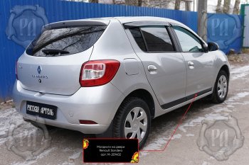 3 599 р. Комплект молдингов на двери (4 шт, узкие) Русская Артель  Renault Sandero  (B8) (2014-2018) дорестайлинг (Поверхность глянец, Неокрашенные)  с доставкой в г. Владивосток. Увеличить фотографию 2